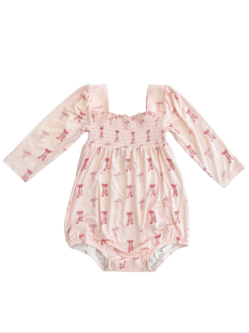 Ballet Blush Smocked Bubble Romper