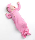 Taffy Pink Newborn Knotted Gown and Bow Set