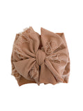 Distressed Headwrap Bow- Caramel